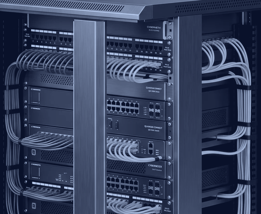 Structured cabling and network hardware in a rack